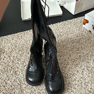 Size 10 1/2 Black boot heel john fluevog heels